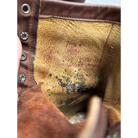 Sz 9 Tony Lama Brown Leather Kiltie Lace Boots Mens Style 7860 READ main image 9